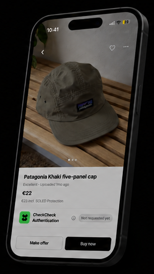 SOLED app displaying the Patagonia khaki five-panel cap listing